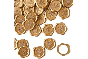 50 Pcs Wax Seal Stickers, Self Adhesive Wedding Invitation Envelope Seal Stickers, Antique Gold