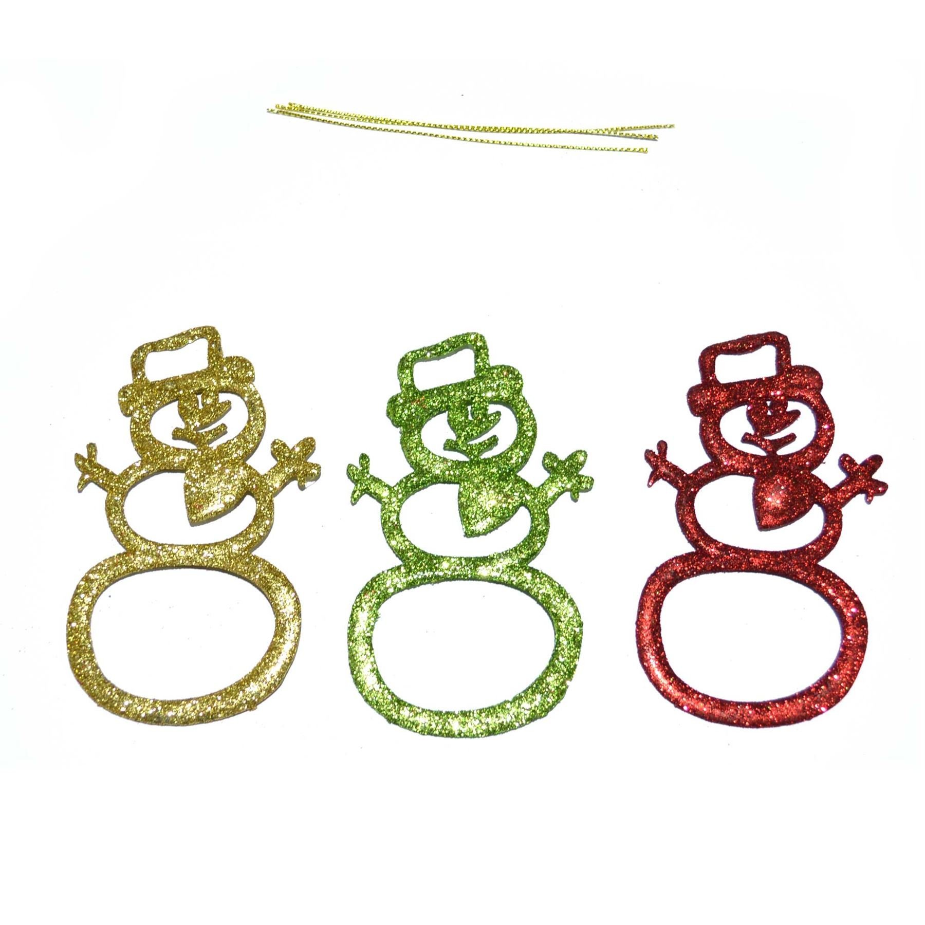 3pcs Glitter Snowman Christmas Tree Decoration Xmas Party Hanging Ornament Decorations