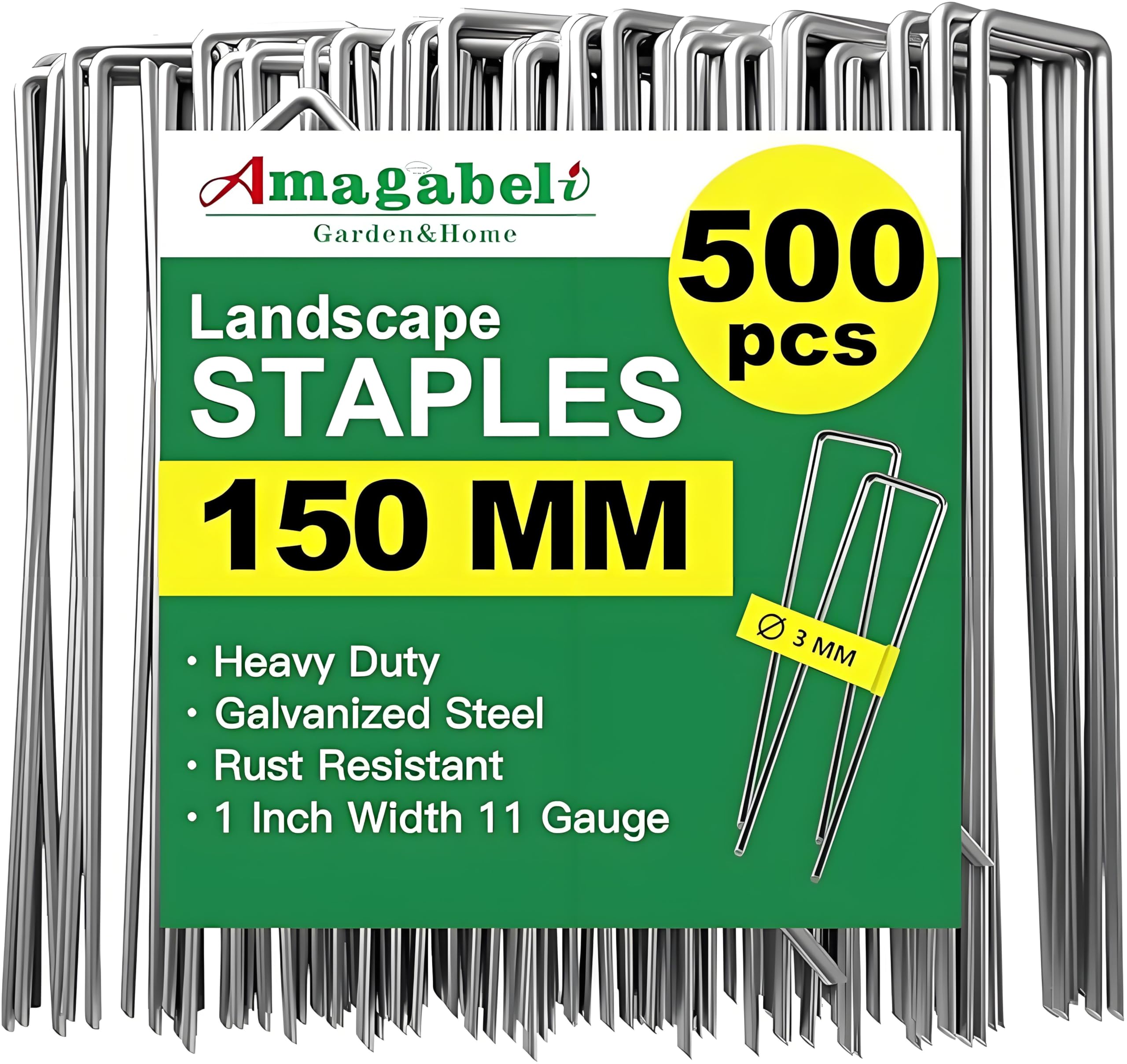 Amagabeli Garden Home Weed Membrane Pegs Garden Pegs 500 Pack 6 Inch Garden Stakes Galvanized Garden Securing Pegs Garden Staples Landscape Staples for Artifical Grass Barrier Fabric Ground Pegs