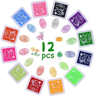 Vicloon Mini Craft InkStamp Set 12 Colors Rainbow Fingerprint Pads