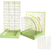 Quilting Ruler Organizers and Storage, 6 Inch 12-Slots, Non-Slip Ruler Grip Rings, Storage Rack for Quilting Rulers(Green-2 Sets)