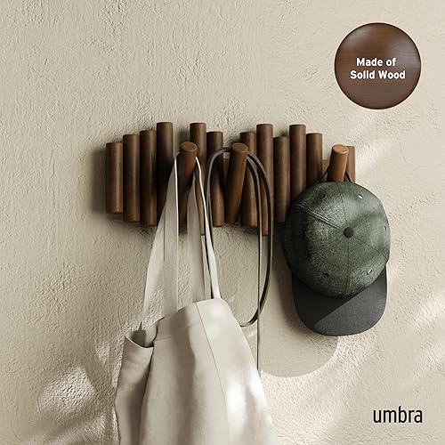 Umbra Picket Rail Hook Coat Rack, Aged Walnut in Oman Whizz