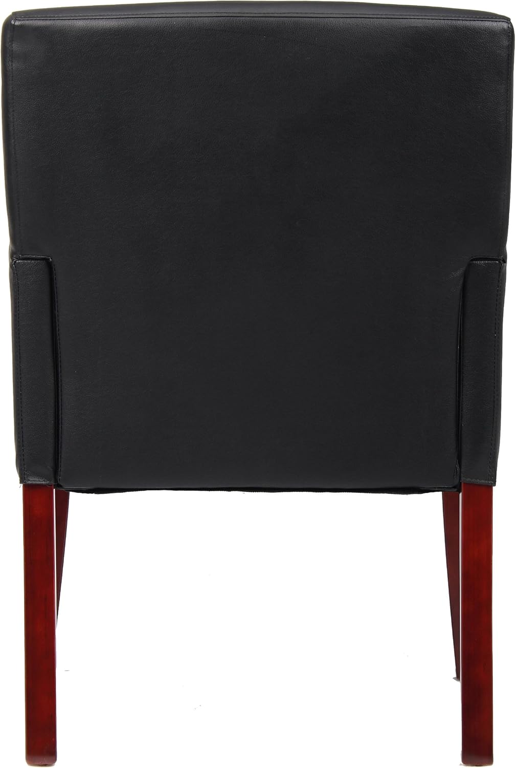 Boss Office Products Box Arm Guest Chair with Mahogany Finish in Black: Furniture & Decor