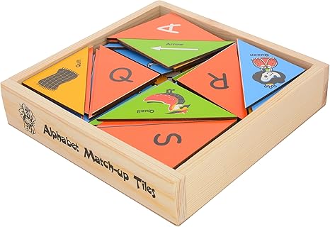 Skillofun Wooden Alphabet Match-Up Tiles, Multi Color