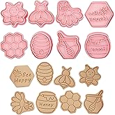 8 Pieces Cute Honey Bee Cookie Cutters,Bee Festival Theme Cookie Cutters Cartoon Cookie Mould Press Cookie Stamps Set Kitchen Baking Tools Plastic Cookie Mold for DIY Fondant Cake Candy Decorating
