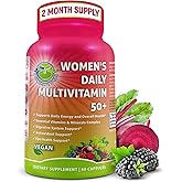Women's Daily Multivitamin 50 Plus - Vegan Methylated Multivitamin for Women 50 and Over with Biotin, Organic Superfoods & Lutein - Eye, Energy, Gut & Optimal Health Support - Easy to Swallow Capsules