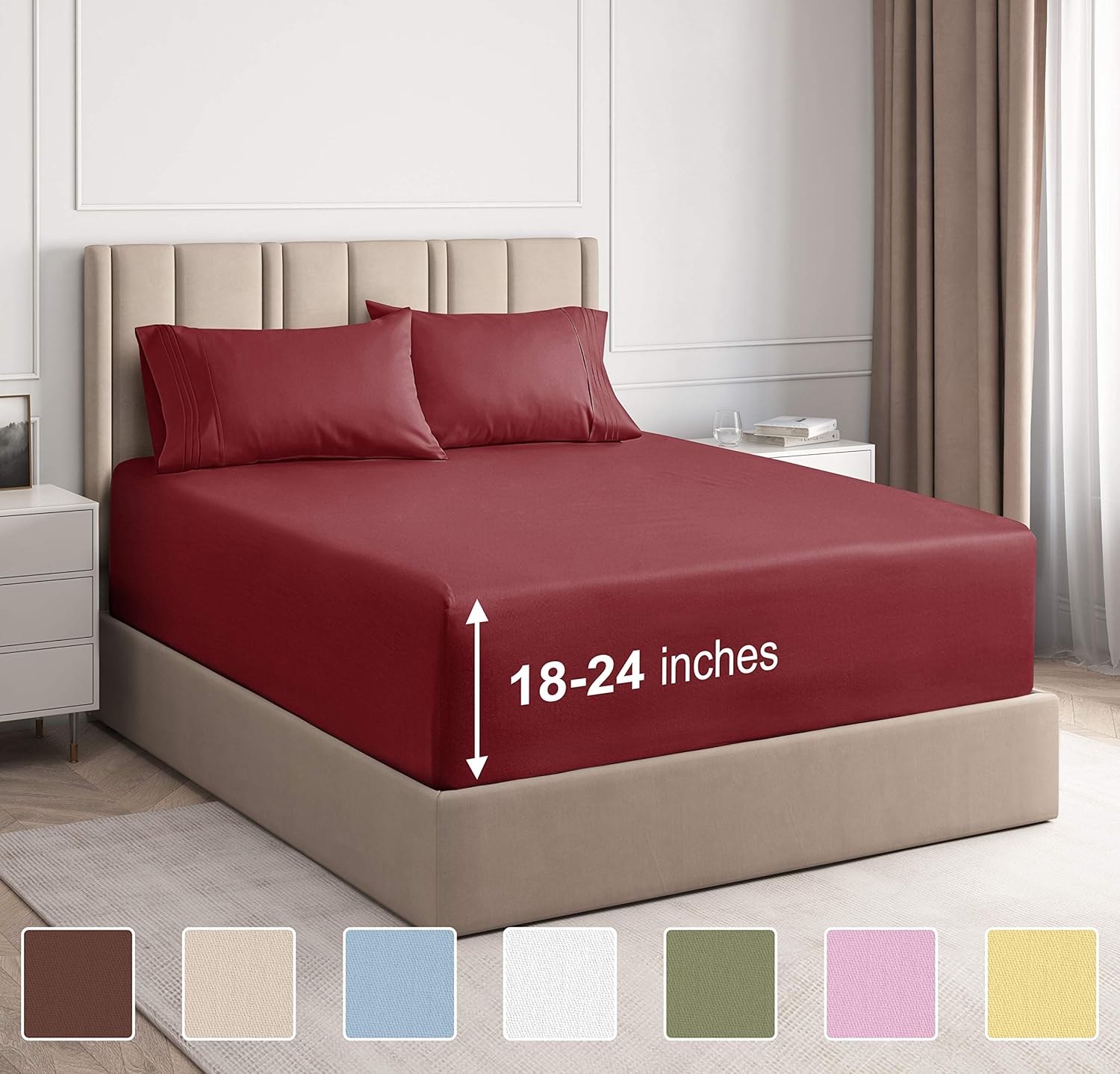 Extra Deep Pocket Sheets - 4 Piece Sheet Set - King Size Sheets Deep Pocket - Extra Deep Bed Sheets - Deep King Fitted Sheet Set - Super and Ultra Deep Sheets - For Deep Pockets Mattress - Fits Easily: Home & Kitchen