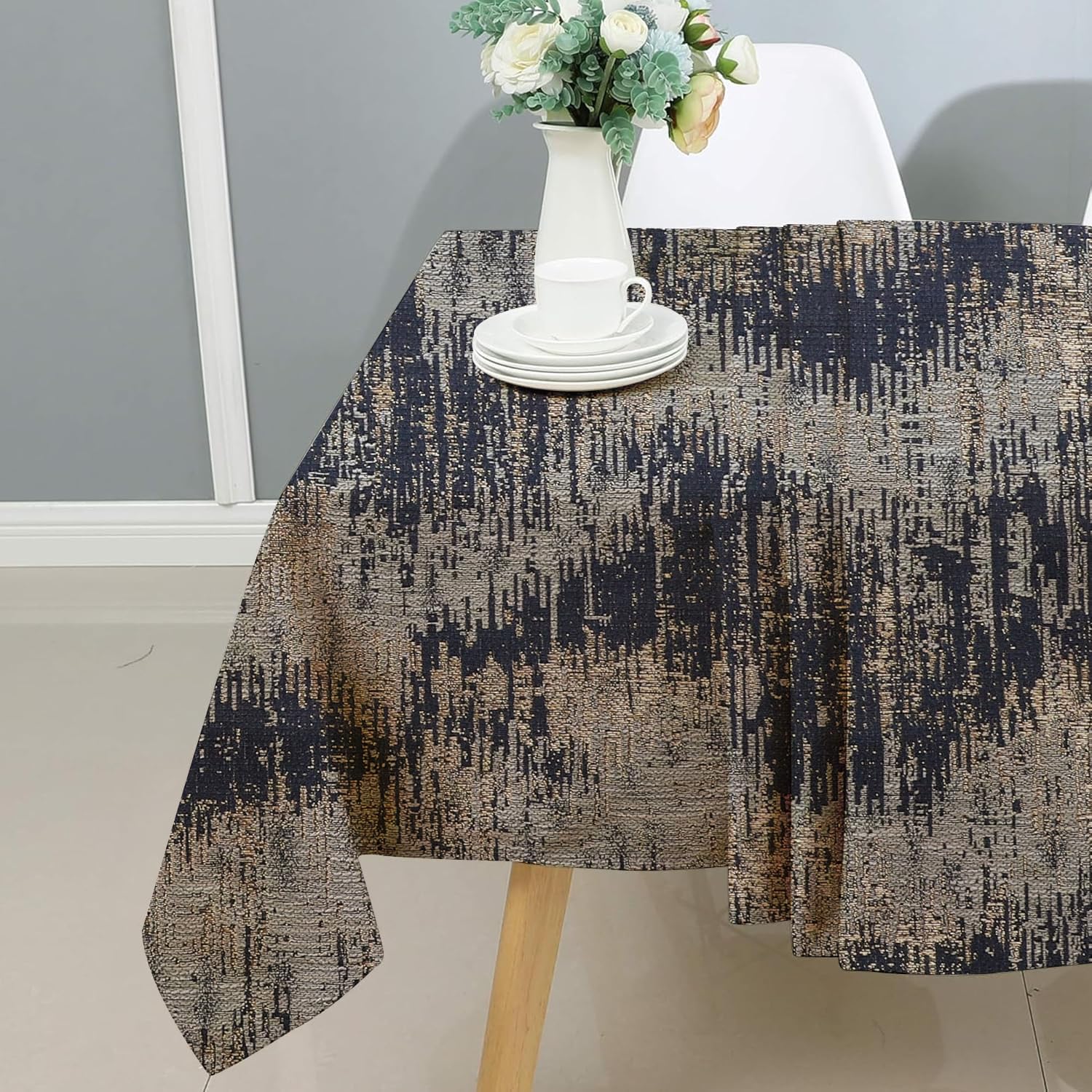 Majestic Giftware Jacquard Tablecloth for Rectangle Tables (TBESL-54120) | Bermuda – Slate Elegant Design Dining Table Cover | Decorative Soft & Washable Tablecloth for Home, Kitchen & Dining (54X120)