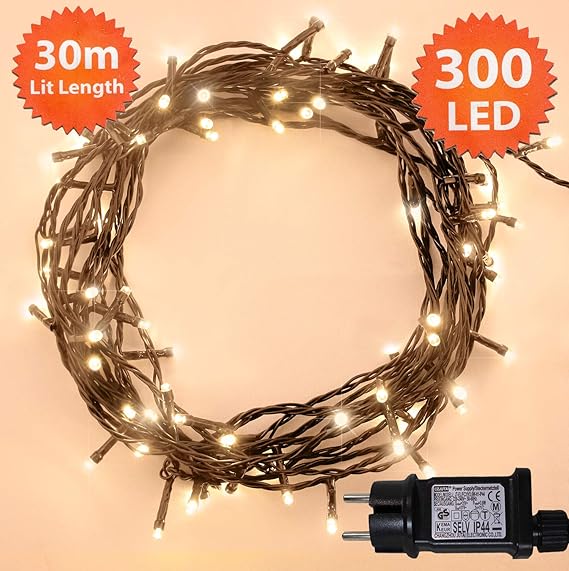 Weihnachts-Lichterketten 300 LED warme weiße Baum-Lichter Innen- und im