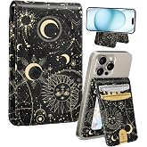 Shorogyt Compatible with Magsafe Wallet for Magnetic Card Holder, Moon | Cute Phone Wallet for iPhone 18/17/16/15/14/13/12 Series,RFID Blocking, Stand Printed, Leather Material, Fit 5 Cards