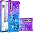 Dinglijia LG Velvet 5G Case, Gradient Quicksand Series Glitter Bling Flowing Liquid Floating TPU Bumper Cushion Reinforced Corners Women Phone Case for LG G9 Velvet Purple-Blue