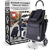 Bigger Trolley Dolly, Black Shopping Grocery Foldable Cart
