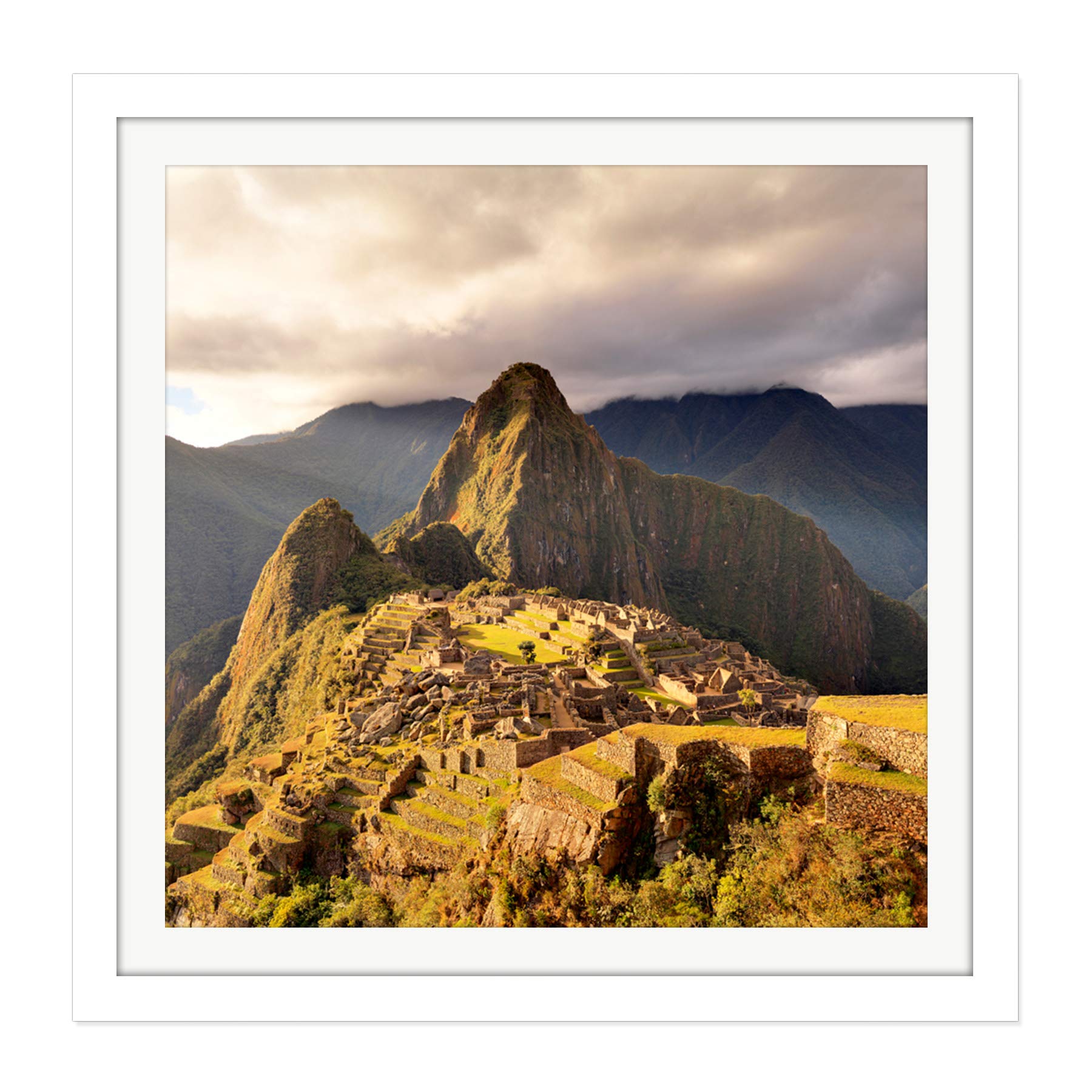 St Amant Macchu Picchu Cusco Peru Landscape Photo Square Wooden Framed Wall Art Print Picture 16X16 Inch
