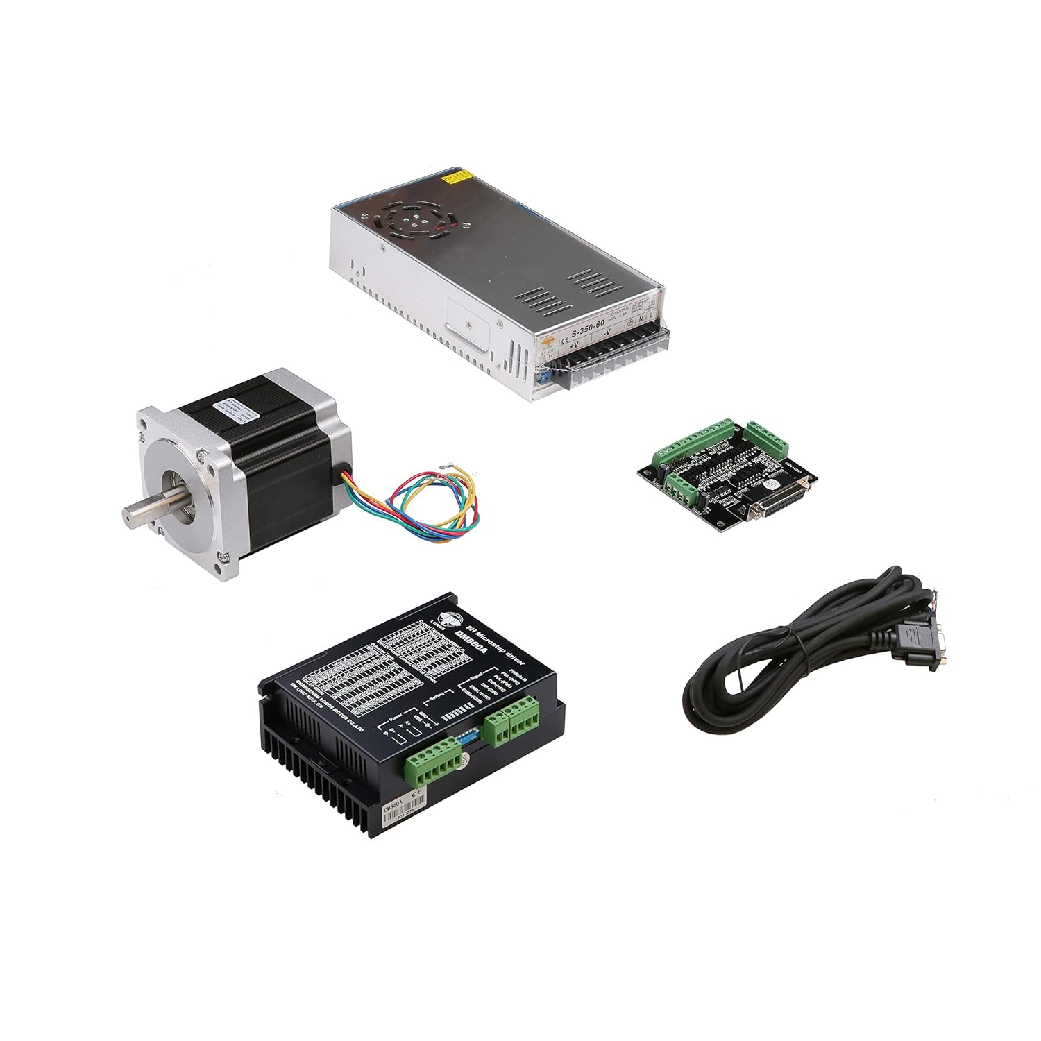 JSWT-1Axis Nema 34 Stepper Motor 965 Oz.in & Driver DM860A CNC Lather &  PSower Supply&Breakout Board: Amazon.com: Industrial & Scientific