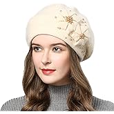 AICHUAN Women Winter Knit Beret Hat Rabbit Hair French Style Beret Classic Warm Casual Beanie Hat