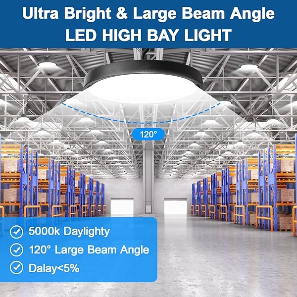 EILPASS LED SHOP LIGHTS 100W 16,000LM 5000K SUPER BRIGHT HIGH BAY SHOP LIGHTS WITH US CABLE PLUG IN FOR GARAGE WORKSHOP WAREHOUSE FACTORY BARN (100W 2PACK)