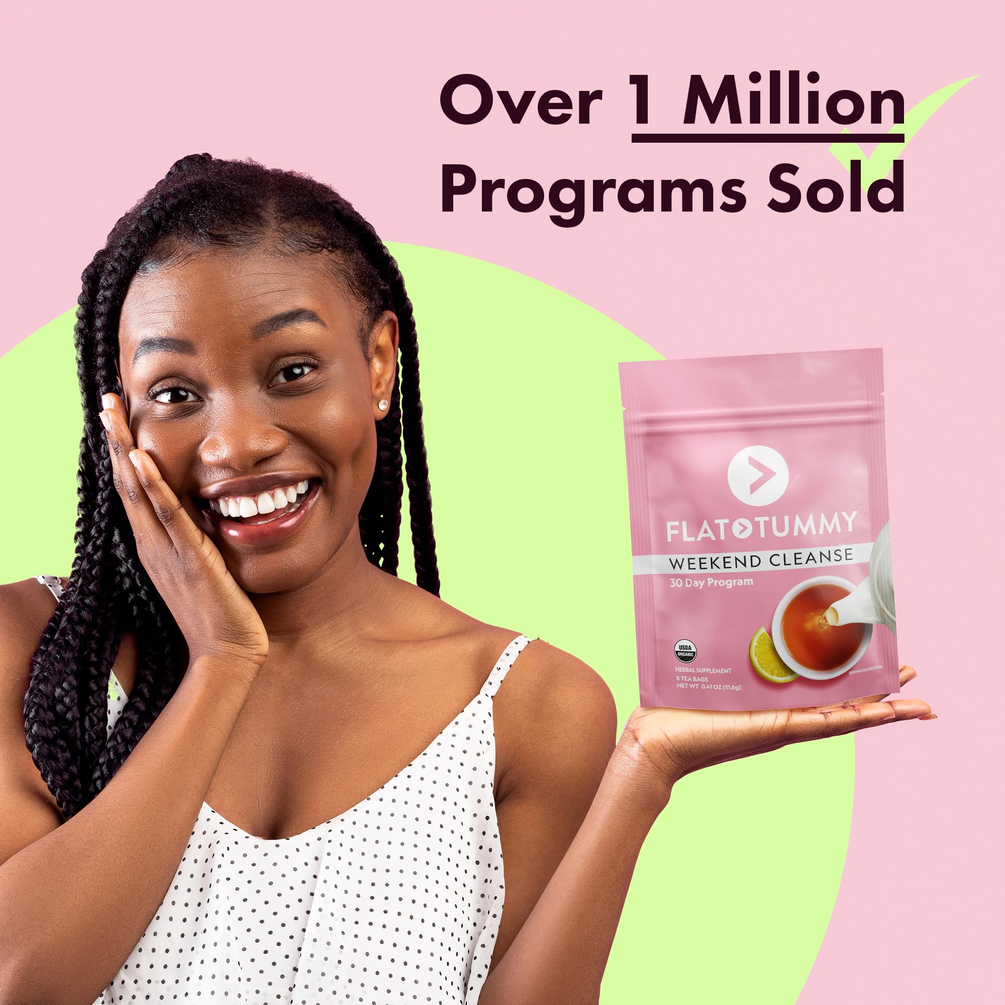 Flat Tummy Weekend Cleanse Tea - 30 Day Program - All Natural Colon Cleanse w/Senna and Dandelion Root, Provides Bloating Relief for Women - Detox Cleanse for Digestion Support and Gas Relief