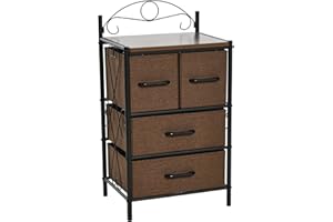 Household Essentials Victorian Style 4-Drawer Storage Organizer Unit, Black and Brown