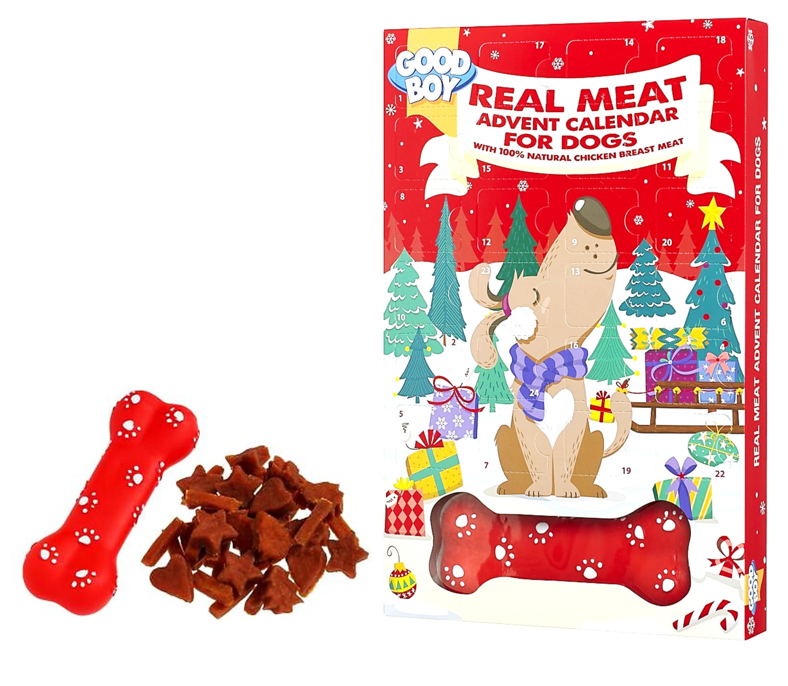 Dog Advent Calendar - Meaty Advent Calendar For Dogs - Dog Treats Made with Natural Chicken Breast Meat