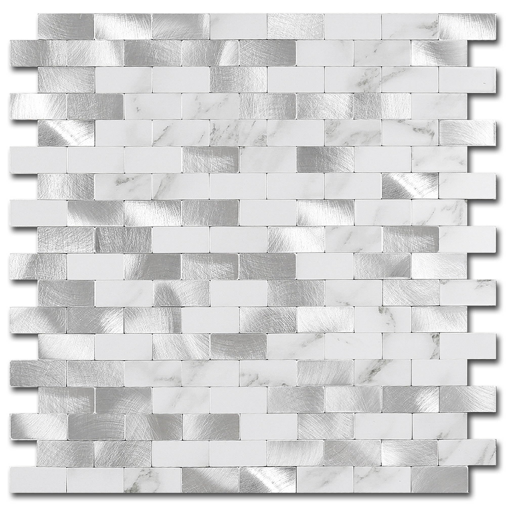 BeNice Stick on Tiles Kitchen Wall Tiles Self Adhesive Splashback Backsplash Mosaic Stickers Metal Panels(10 Sheets,White)