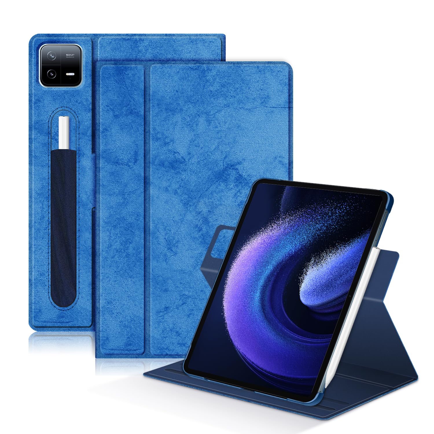 DINGGUAGUA Case Compatible with Xiaomi Pad6/6pro Tablet 11inch Released 2023 Multi-Angle Stand Cover for Mi Pad 6 Pro Tablet 360° Adjustable Swivel,Dark Blue