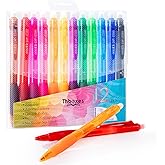 Thboxes 12 Pack Colored Erasable Gel Pens, Retractable Erasable Pens Fine Point 0.5 mm Colorful Pens Writing Pens for School Supplies Office Drawing Journal Note Taking