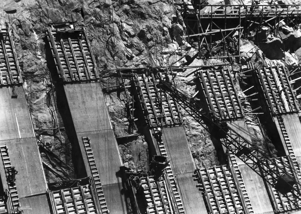 Hoover Dam 1933 Nconcrete Being Set In Place On A Side Wall Of Hoover Dam On The Colorado River On The Border Of Arizona And Nevada Photograph 1933 Poster Print by (24 x 36)