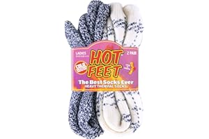 HOT FEET Thermal Socks For Women for Cold Weather – Thick Warm Winter Hiking Heat Insulated Socks, Women’s sizes 4–10.5