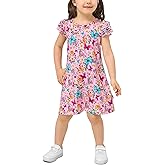 EASWEET Toddler Girl Dresses 2-5T, Bamboo Viscose Ruffle Sleeve T Shirt Dress, Casual Summer Outfit for Little Girl