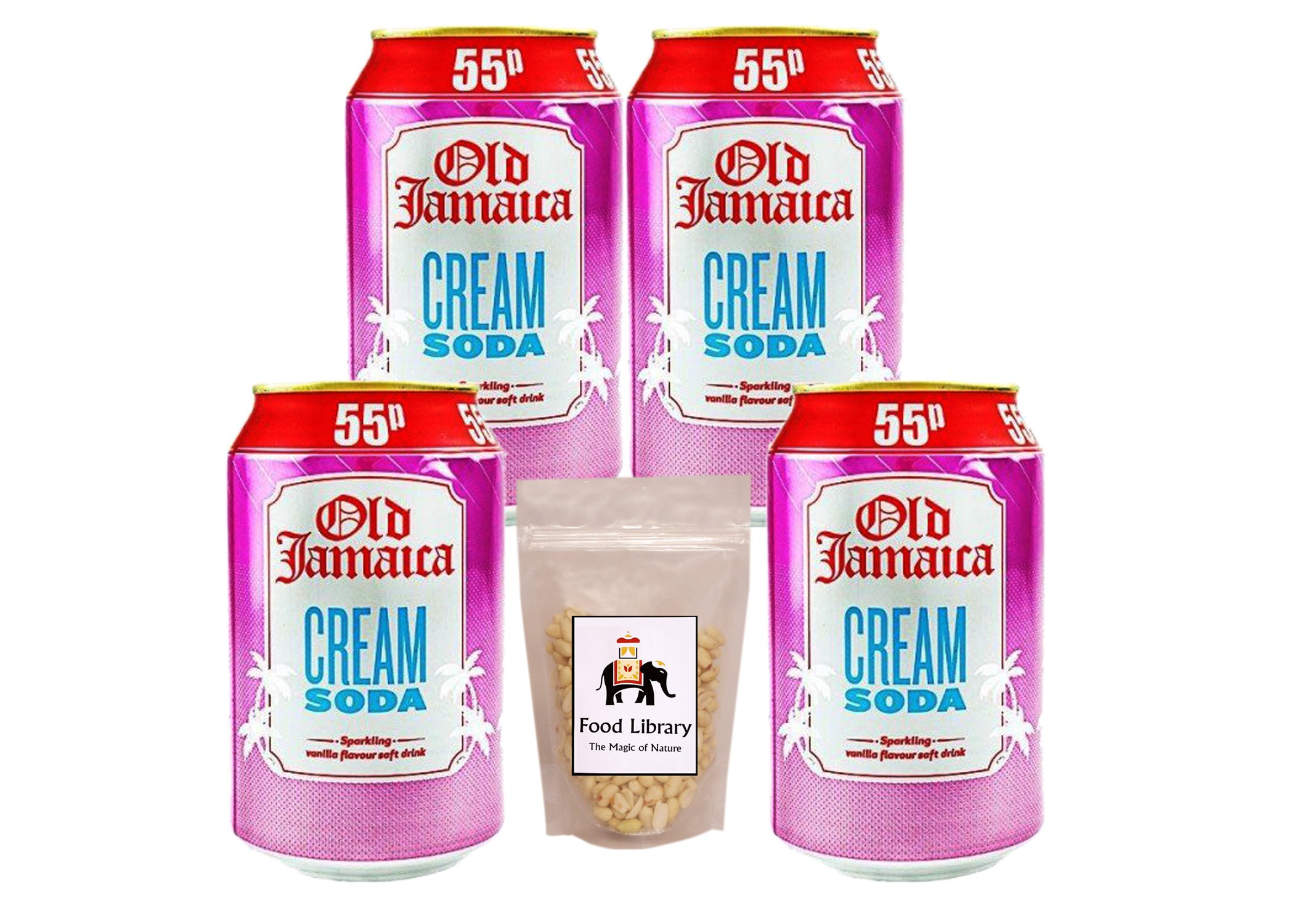 Old Jamaica Cream Soda Can (Imported), 330ml Pack of 4 + Food Library
