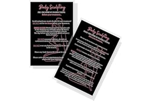 BOUTIQUE MARKETING LLC Body Sculpting Pre and Post Treatment Information Cards | 30 Pack | 4x6” inch Large Postcard Size | Black with Rose Gold Silhouette Design