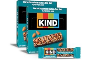KIND Nut Bars, Dark Chocolate Nuts and Sea Salt, Healthy Snacks, Gluten Free, Low Sugar, 6g Protein, 24 Count