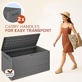 CASARIA 280L Waterproof Garden Storage Box Grey Plastic with Lid view 7
