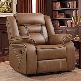 EBELLO Faux Leather Manual Recliner Chair, Modern Design Single Reclining Sofa Chair with Comfortable Armrest and Backrest, Furniture for Living Room, Bedroom, Brown