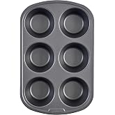 GoodCook Everyday Nonstick Steel Jumbo Texas Muffin Pan, 6-cup, Gray