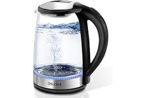 Dezin Electric Kettle, BPA-Free 2L Electric Water Heater, Glass Electric Tea Kettle, 304 Stainless Steel Hot Water Kettle Warmer with Fast Boil, Auto Shut-Off & Boil Dry Protection, for Coffee, Tea