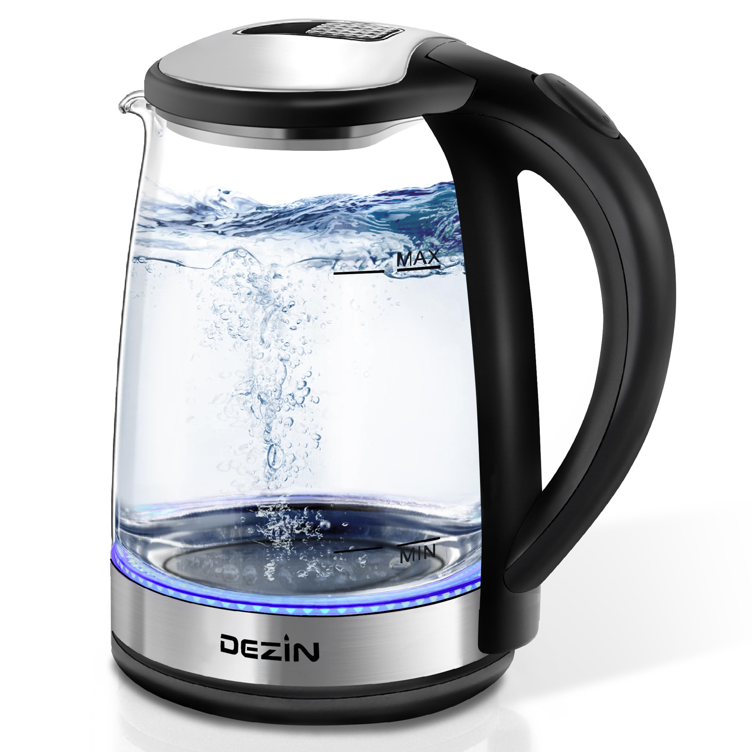 Photo 1 of Dezin Electric Kettle, BPA-Free 2L Electric Water Heater, Glass Electric Tea Kettle, 304 Stainless Steel Hot Water Kettle Warmer with Fast Boil, Auto Shut-Off & Boil Dry Protection, for Coffee, Tea
