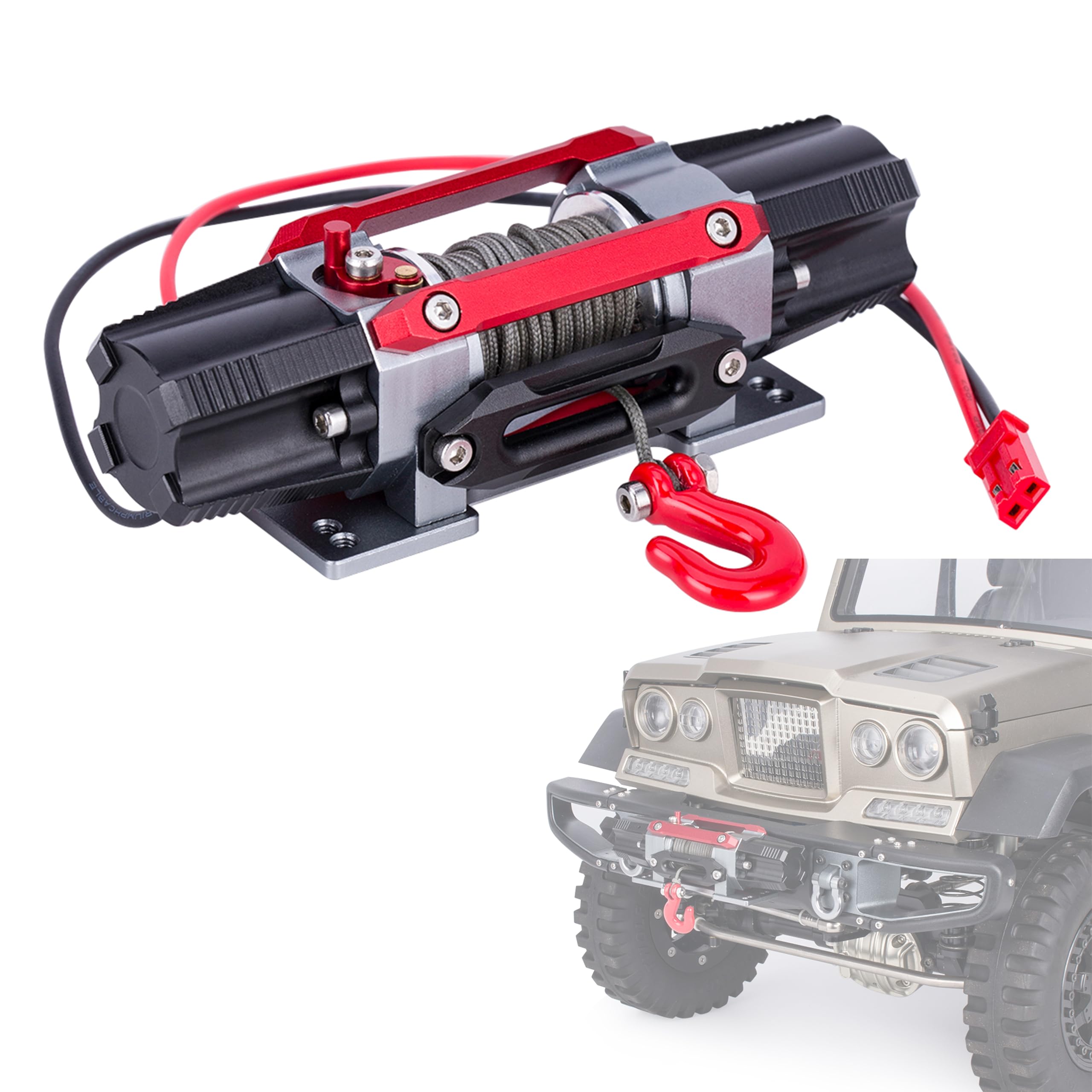 Photo 1 of CNC Dual Motor Metal Simulated Winch for 1/8 1/10 RC Crawler Car TRX4 SCX10 RC4WD D90 KM2 Upgrade Parts
