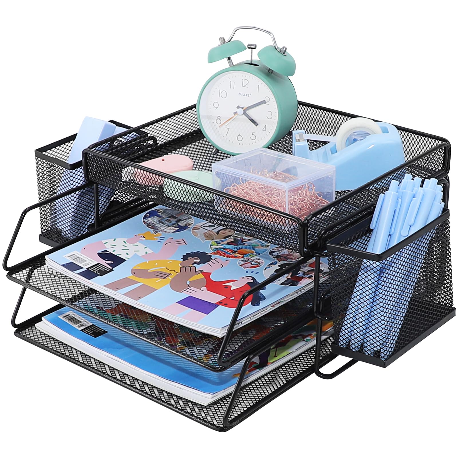 2 Tiers Letter Tray, Filing Tray for Office, Paper Desk Organiser, Paper Folder, Desk Tidy Organizer A4, Document Holder for Home Office School