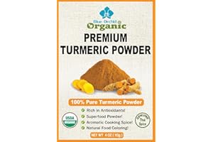 BLUE ORCHID ORGANIC Organic Turmeric Powder - Curcumin Spice for Soups, Curries, Rice Dishes and Drinks - Gluten Free Spice from Thailand - 4 OZ
