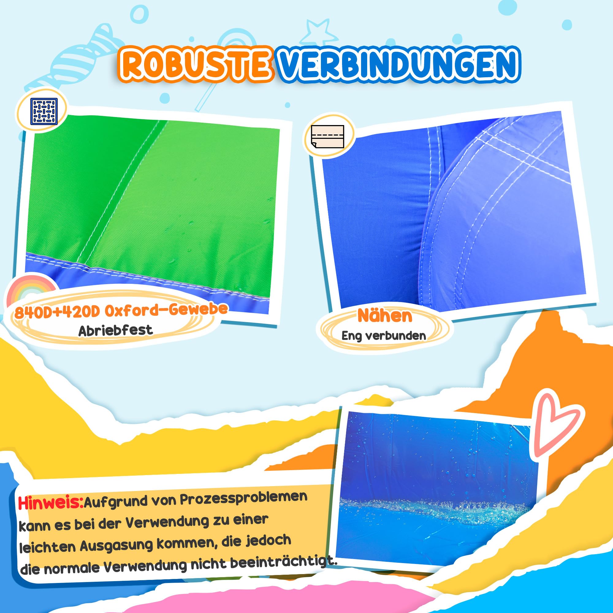 Outsunny Aufblasbare Hüpfburg mit Gebläse, Wasserspielcenter inkl. Sicherheitsnetz, Wasserrutsche, Spielburg Wasserpark für Kinder 3 bis 8 Jahre, 330 x 280 x 200cm 8