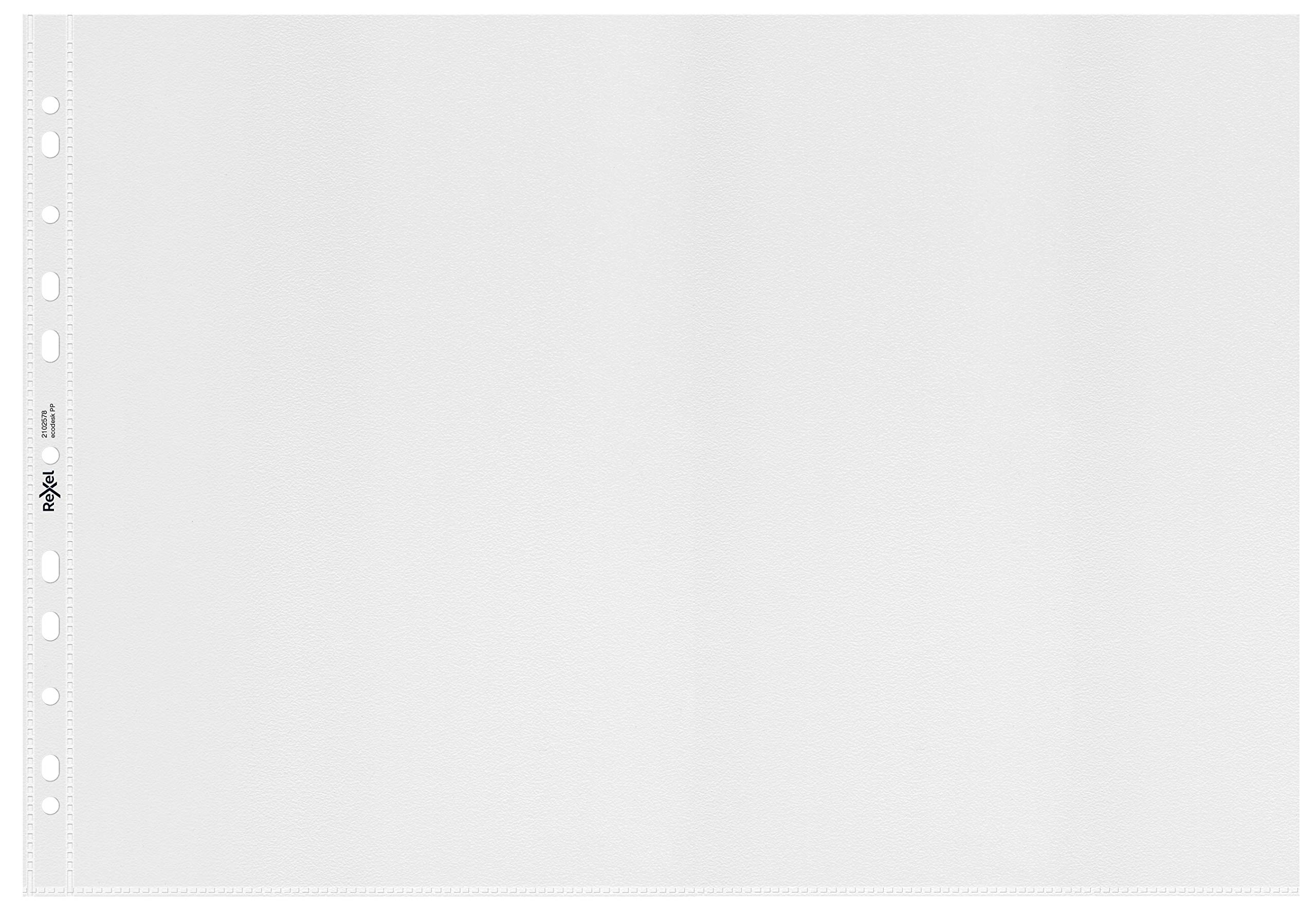 Rexel EcoDesk A3 Landscape Punched Pockets, Pack of 30, 100% Recyclable, Eco friendly, Embossed mat surface, 2102578, Clear