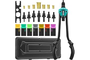 AUXTUR 16" Rivet Nut Tool, Hand Rivet Nut Kit with 3 Metric & 4Inch Mandrels M5,M6 M8,1/4-20,5/16-18, 3/8-16,1/2-13, 70Pcs Rivet nut Assortment Kit, and Rugged Carrying Case