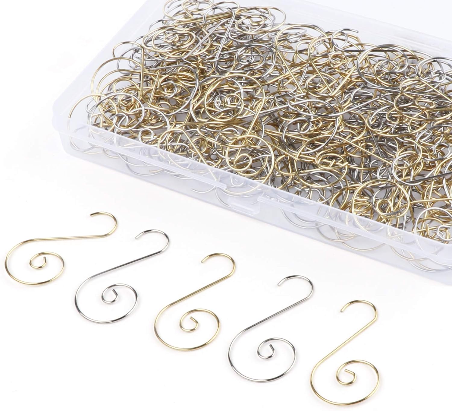 Ornament Hooks - Lemonfilter 200Pcs Christmas Ornament Hooks Christmas Tree Hanger Hooks S Hooks Hanging Hook for Christmas Tree Christmas Balls Party Decorations (Gold&Silver)
