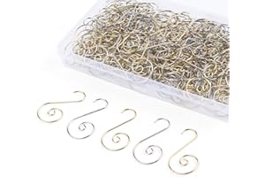 Lemonfilter 200Pcs Christmas Ornament Hooks Christmas Tree Hanger Hooks S Hooks Hanging Hook for Christmas Tree Christmas Balls Party Decorations (Gold&Silver)