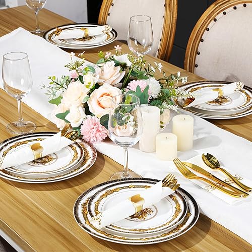 Blushtier 100 Pack Pre Rolled Gold Plastic Silverware Sets Wrapped - Main Image