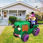 5.5Ft Long Halloween Inflatable Ghost Tractor Decoration with LED Lights | Halloween Blow up Car Outdoor Indoor Holiday Decorations Yard Decor Giant Lawn Inflatable Garden Party Decoration