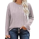 DOLNINE Plus-Size-Tops for Women Casual Crewneck Shirts Comfy Long Sleeve Tees Ribbed Knit Lightweight Sweatshirts XL-5XL