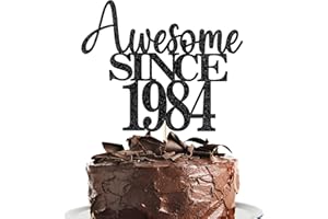 KLIONJOR 40th Awesome since 1984 Cake Topper Cheers to 40 Years Birthday Cake Pick 40 Fabulous Cake Decoration for Happy 40th Birthday Anniversary Party Cake Decorations Supplies (1984, black)