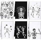 Bencailor 6 Pcs Skull Kitchen Towels Skeleton Dish Hand Towels Black White Gothic Spooky Skull Tea Washcloth for Bathroom Kitchen Goth Horror Decor Gifts 24 x 16''